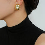 Oval Swirl Black Agate Earrings - floysun