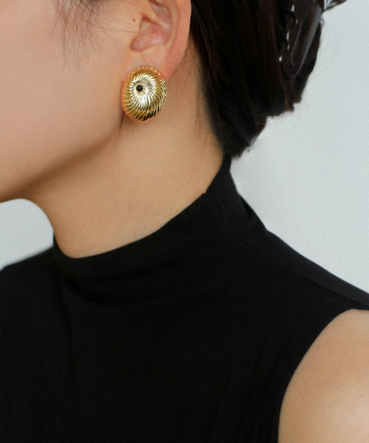 Oval Swirl Black Agate Earrings - floysun