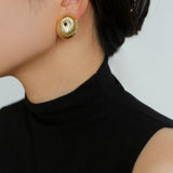 Oval Swirl Black Agate Earrings - floysun