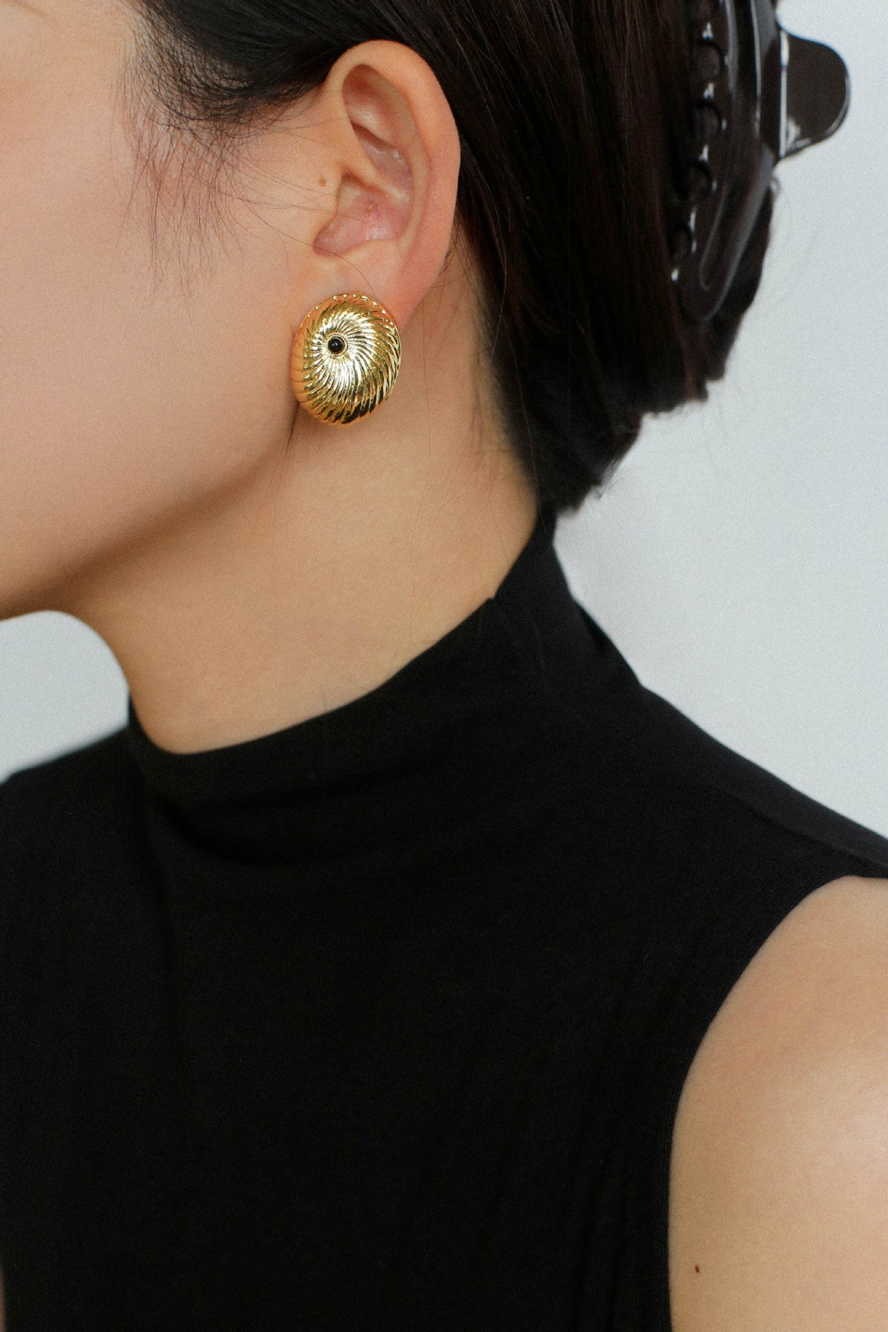 Oval Swirl Black Agate Earrings - floysun