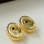 Oval Swirl Black Agate Earrings - floysun