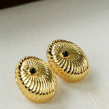 Oval Swirl Black Agate Earrings - floysun