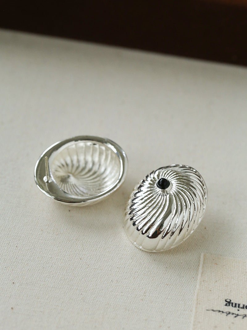 Oval Swirl Black Agate Earrings - floysun