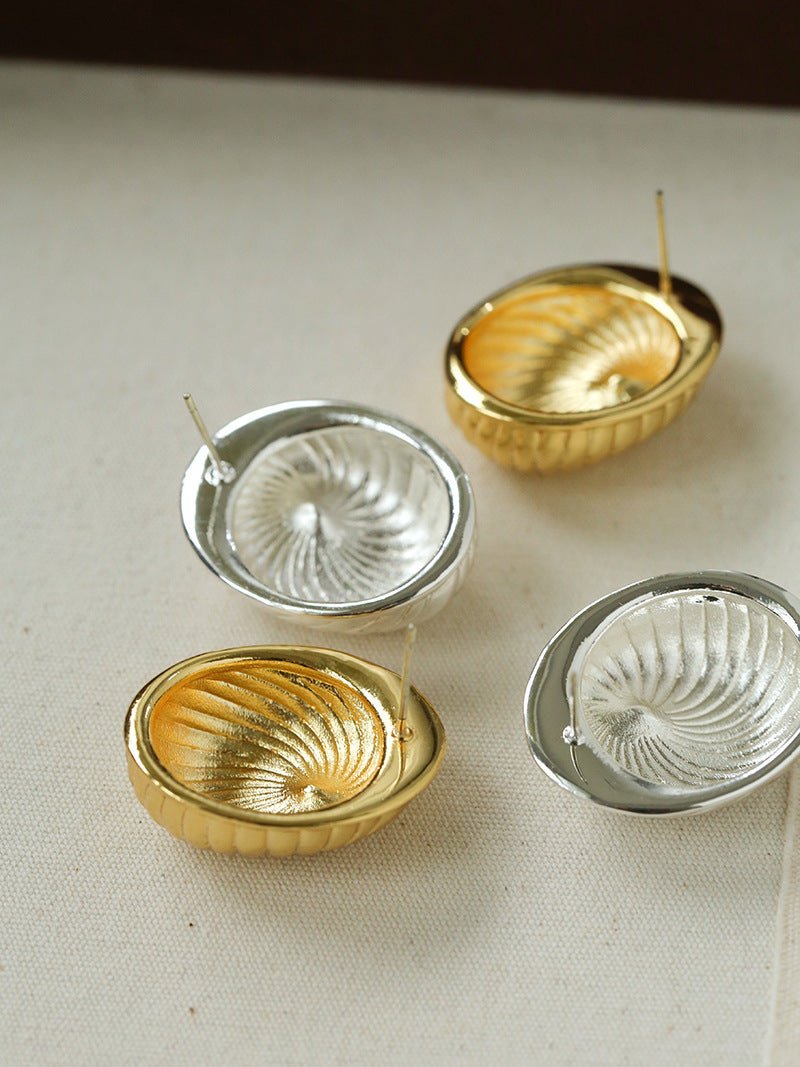 Oval Swirl Black Agate Earrings - floysun