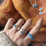 Oval Turquoise Sterling Silver Band Ring - floysun