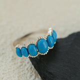 Oval Turquoise Sterling Silver Band Ring - floysun