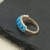 Oval Turquoise Sterling Silver Band Ring - floysun