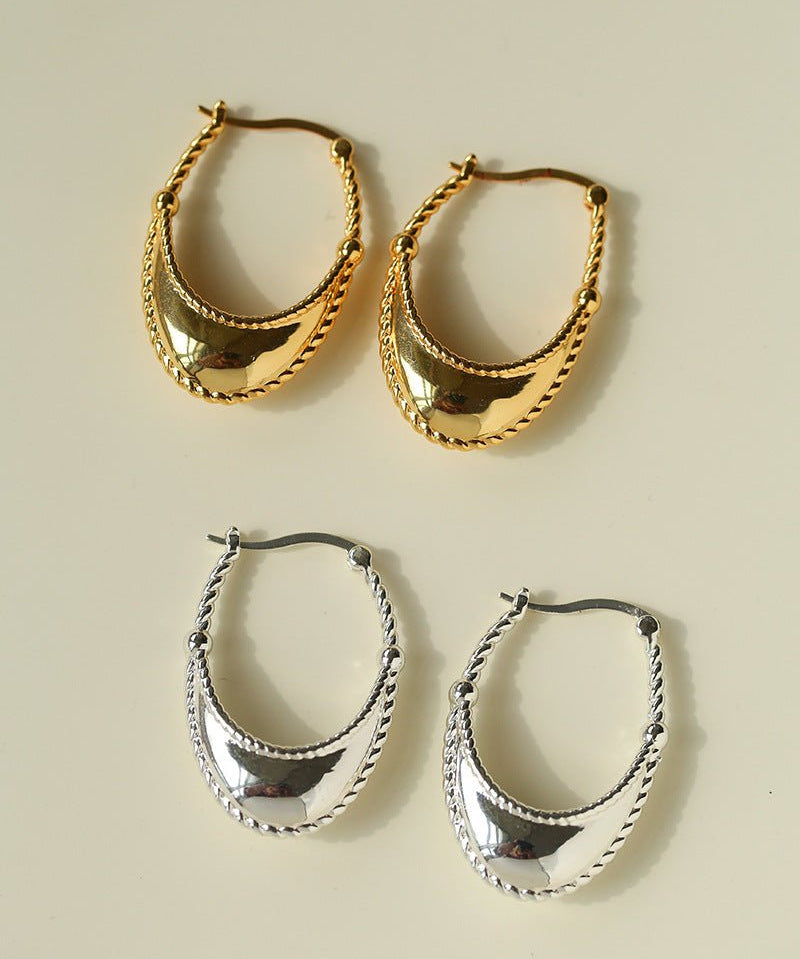 Oval U - Shaped Geometric Earrings - floysun
