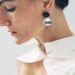 Oval Wood & Glass Earrings | Asymmetrical Statement Earrings - floysun