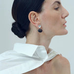 Oval Wood & Glass Earrings | Asymmetrical Statement Earrings - floysun