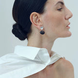 Oval Wood & Glass Earrings | Asymmetrical Statement Earrings - floysun