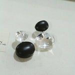 Oval Wood & Glass Earrings | Asymmetrical Statement Earrings - floysun