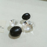Oval Wood & Glass Earrings | Asymmetrical Statement Earrings - floysun
