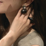 Oval Wood & Glass Earrings | Asymmetrical Statement Earrings - floysun