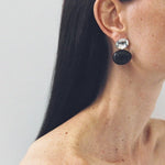 Oval Wood & Glass Earrings | Asymmetrical Statement Earrings - floysun