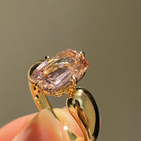 Padparadscha Oval - Cut Minimalist Ring – Rare Sunset Sapphire - floysun