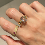 Padparadscha Oval - Cut Minimalist Ring – Rare Sunset Sapphire - floysun