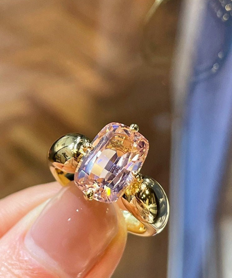 Padparadscha Oval - Cut Minimalist Ring – Rare Sunset Sapphire - floysun