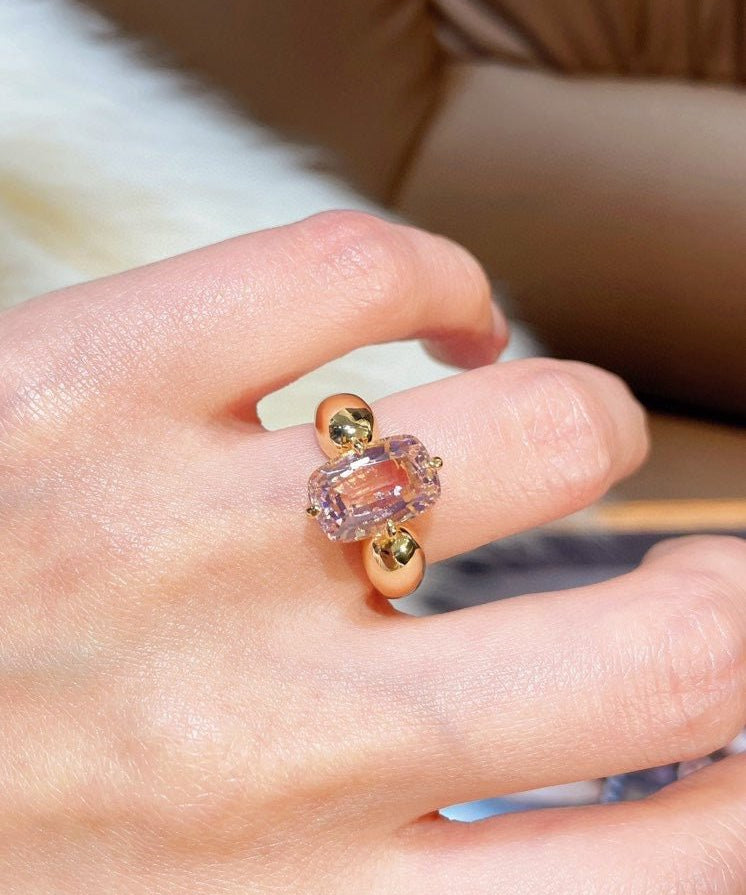 Padparadscha Oval - Cut Minimalist Ring – Rare Sunset Sapphire - floysun