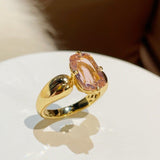 Padparadscha Oval - Cut Minimalist Ring – Rare Sunset Sapphire - floysun