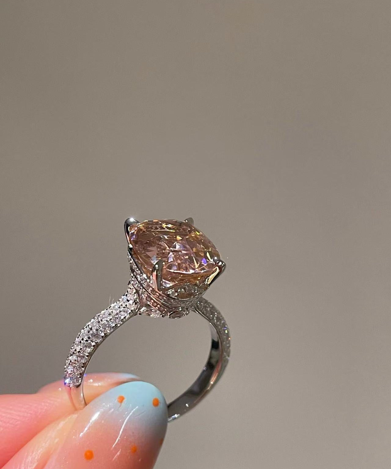 Padparadscha Pink Pavé Ring - floysun