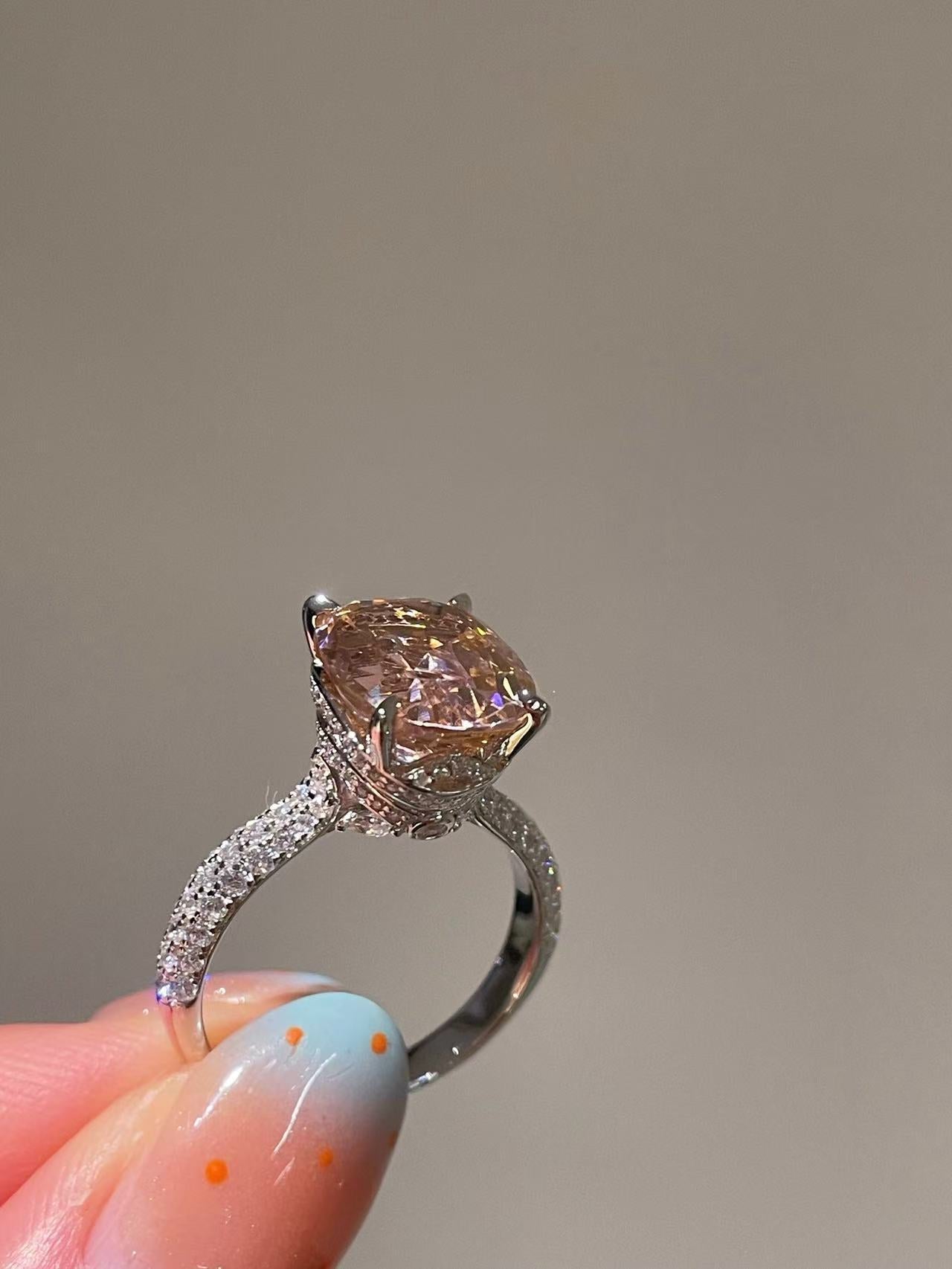 Padparadscha Pink Pavé Ring - floysun