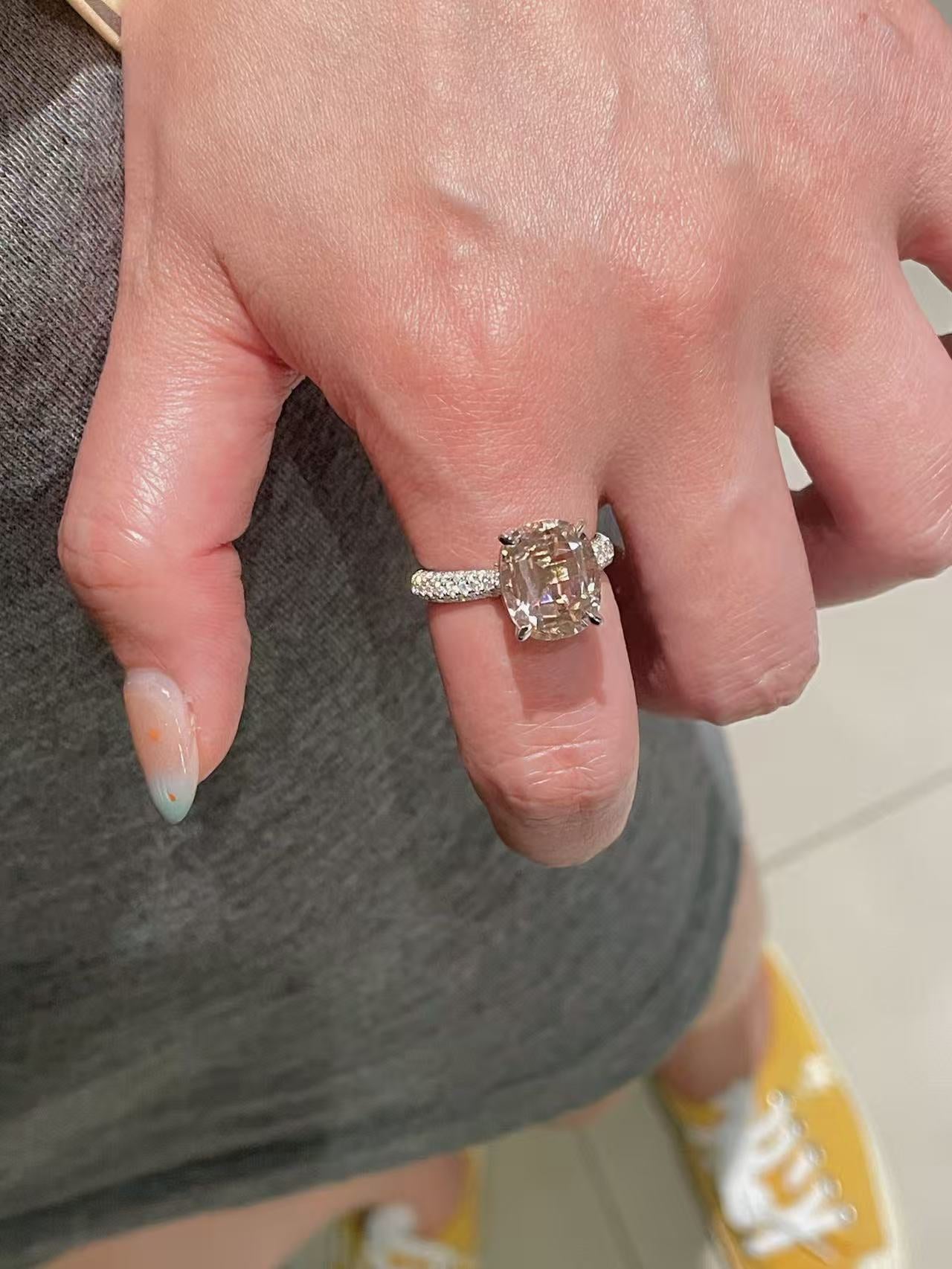 Padparadscha Pink Pavé Ring - floysun