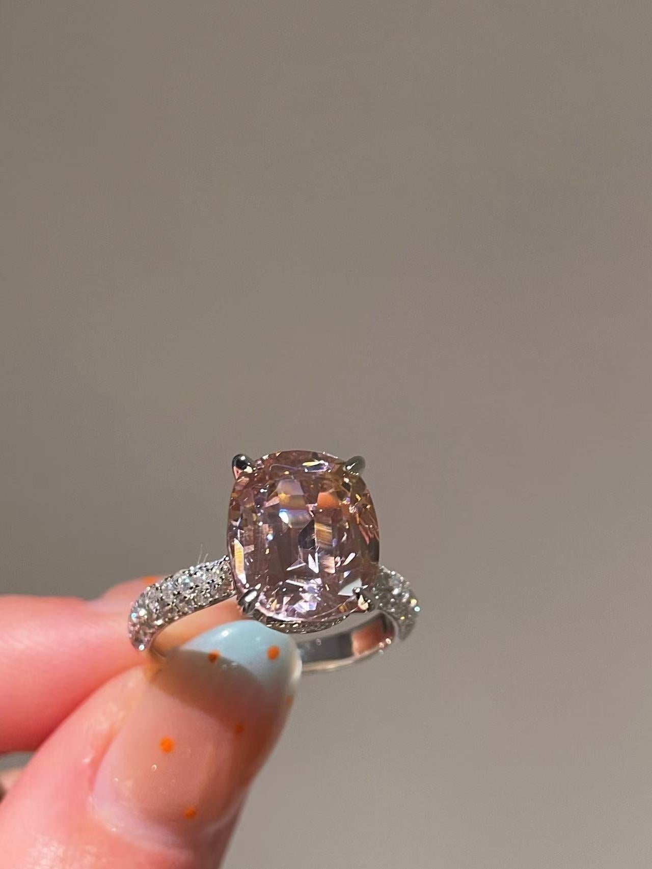 Padparadscha Pink Pavé Ring - floysun