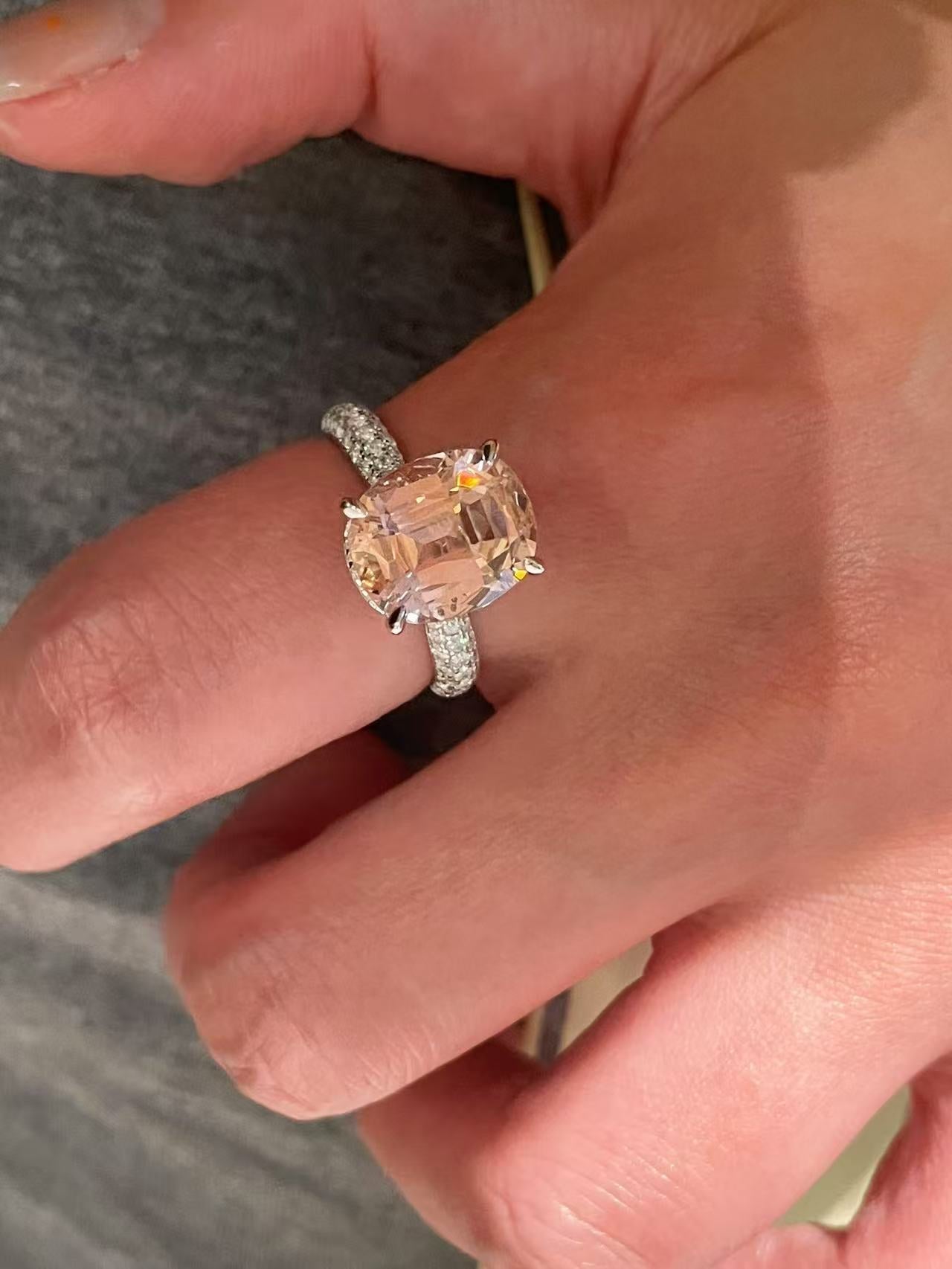 Padparadscha Pink Pavé Ring - floysun