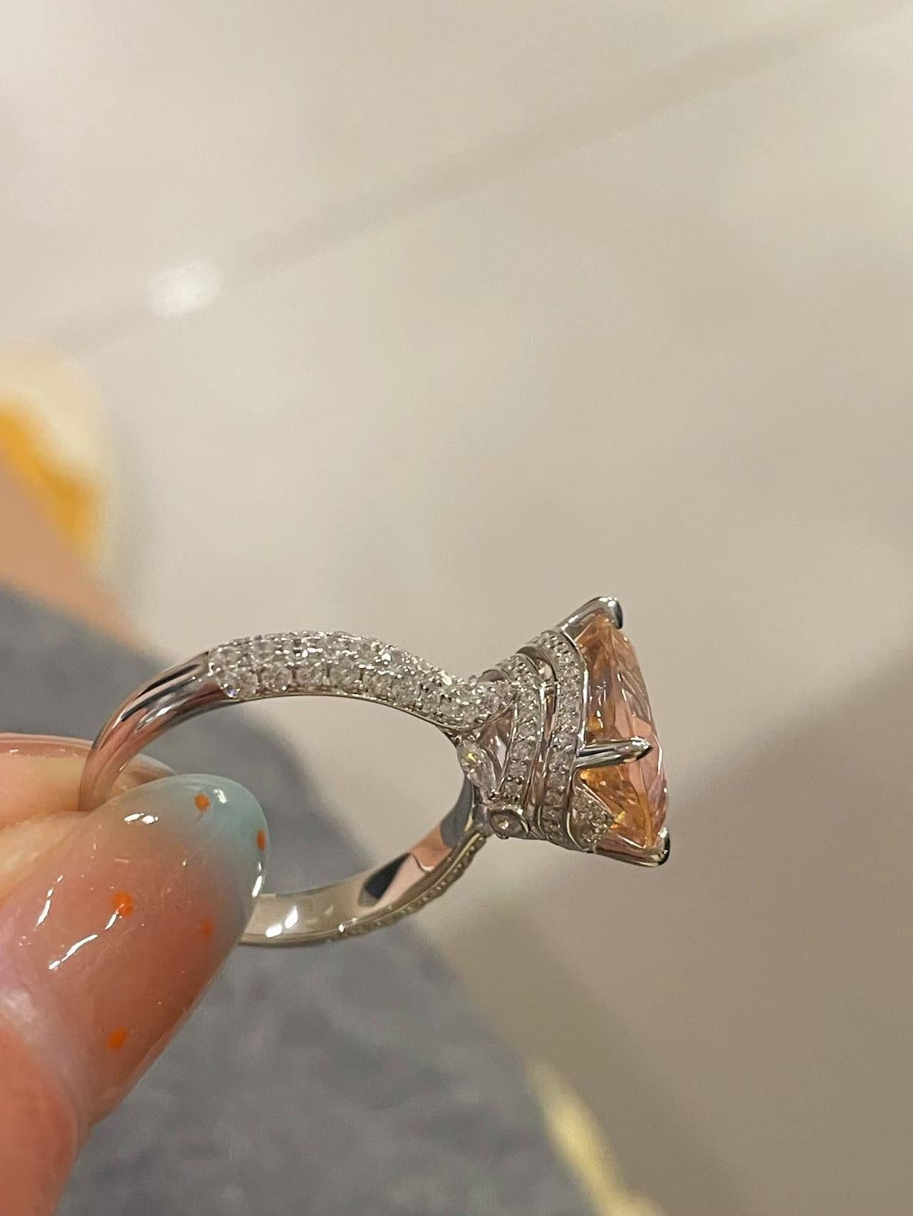 Padparadscha Pink Pavé Ring - floysun