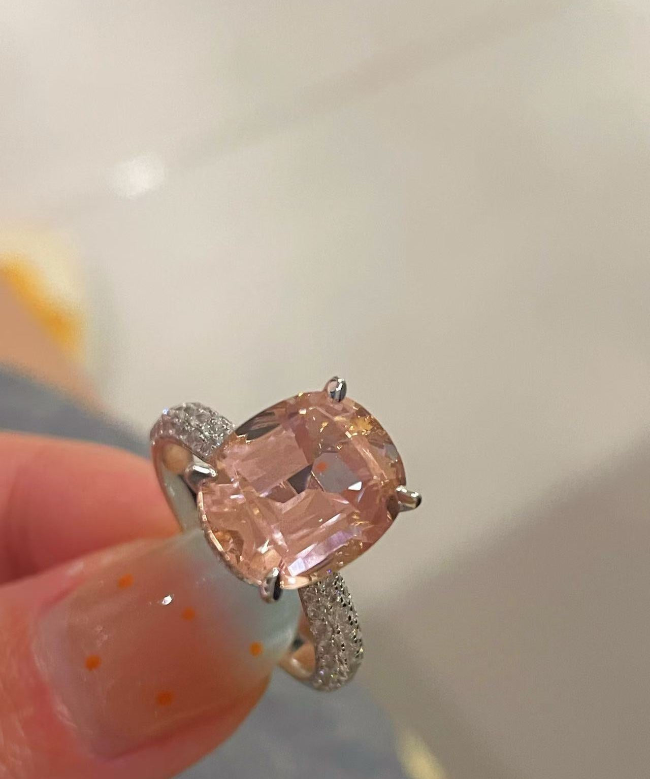 Padparadscha Pink Pavé Ring - floysun