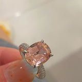 Padparadscha Pink Pavé Ring - floysun
