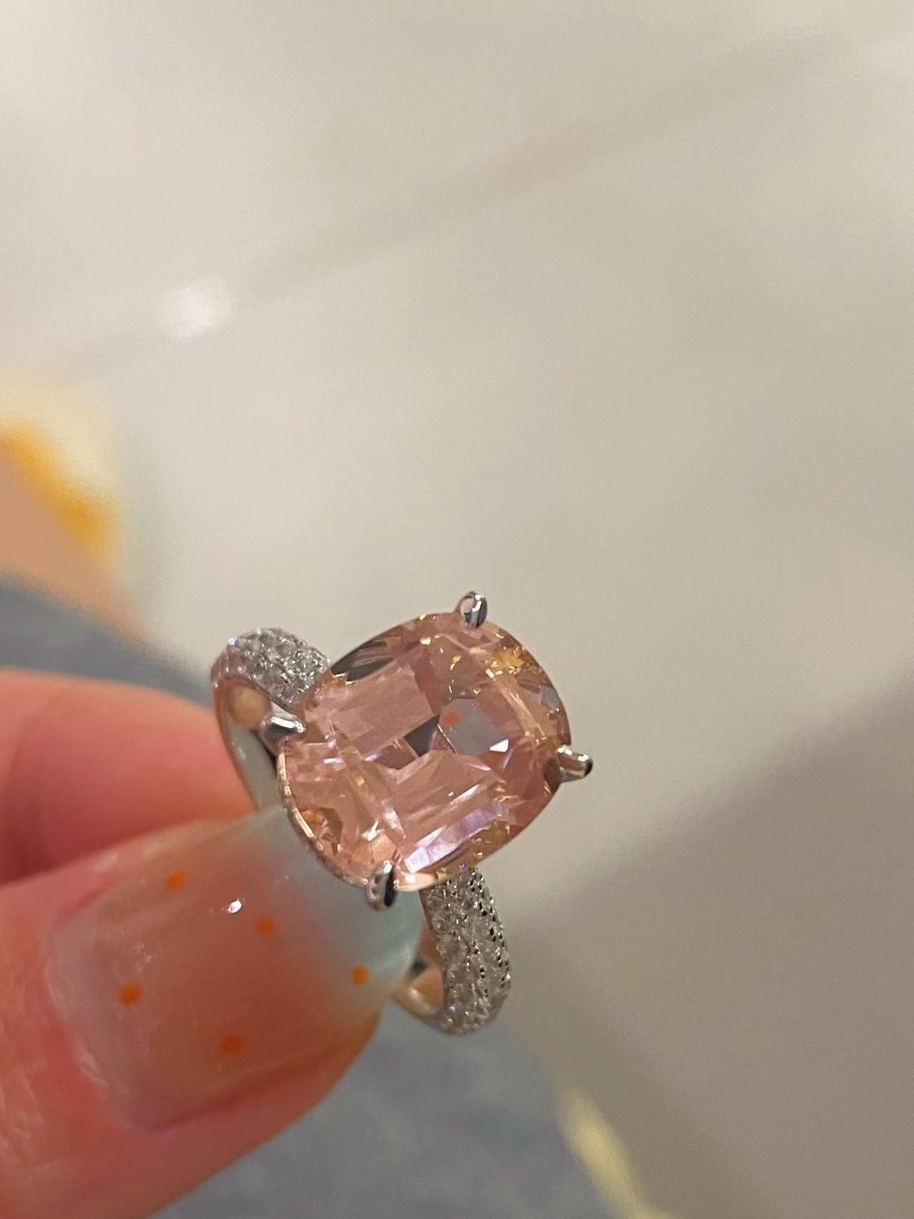 Padparadscha Pink Pavé Ring - floysun
