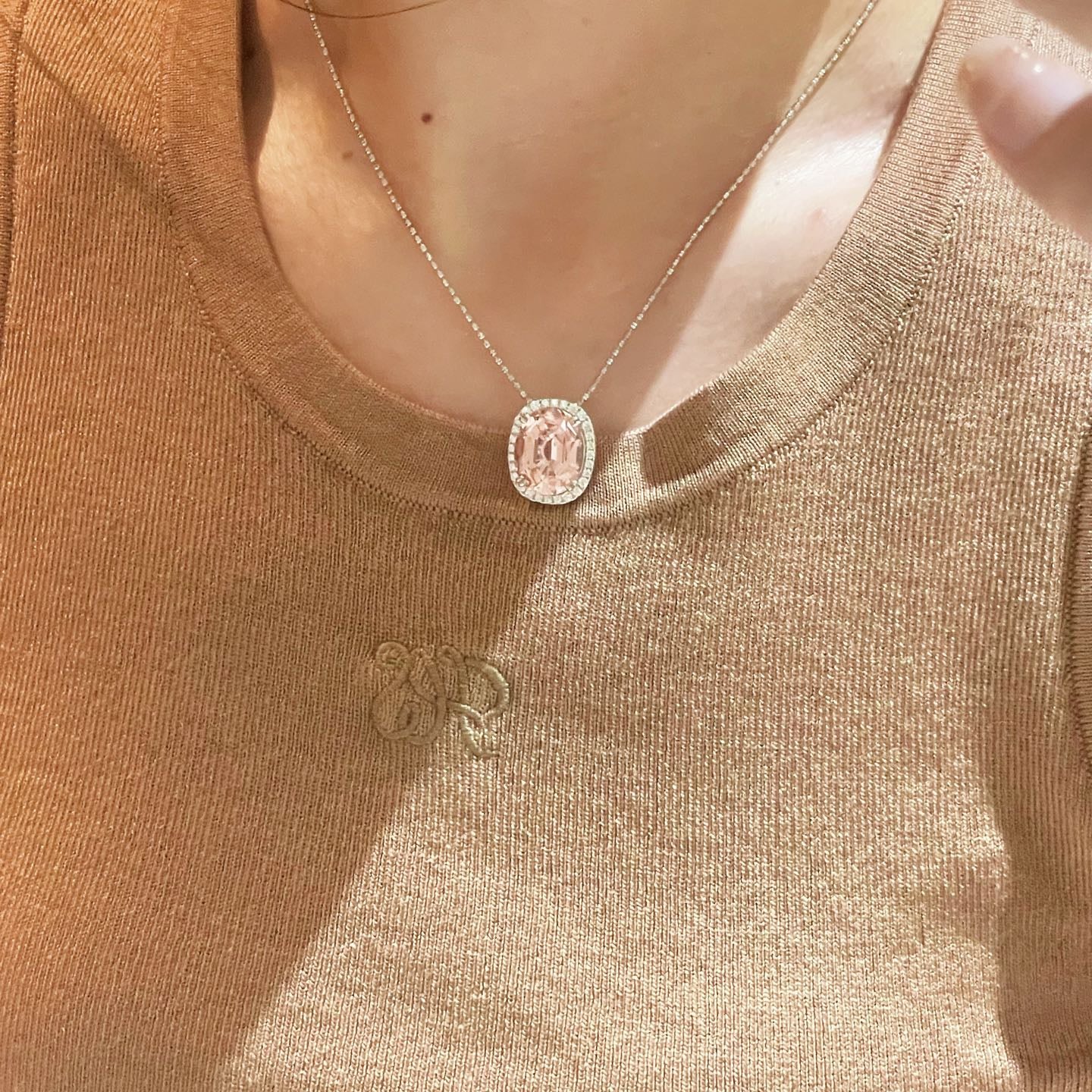 Papaya Sunset Pavé Cushion Necklace - floysun