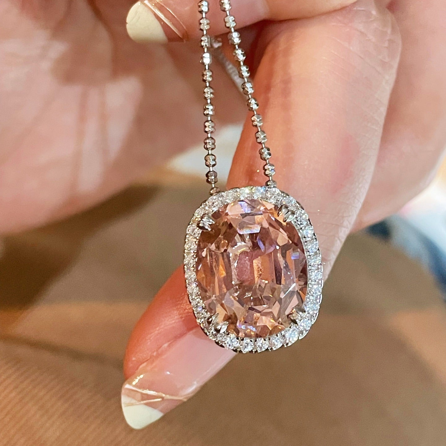 Papaya Sunset Pavé Cushion Necklace - floysun