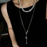 Paperclip Chain Pearl Y Necklace - floysun
