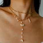 Paperclip Chain Pearl Y Necklace - floysun