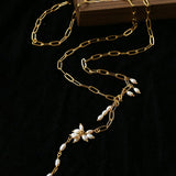 Paperclip Chain Pearl Y Necklace - floysun