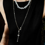 Paperclip Chain Pearl Y Necklace - floysun