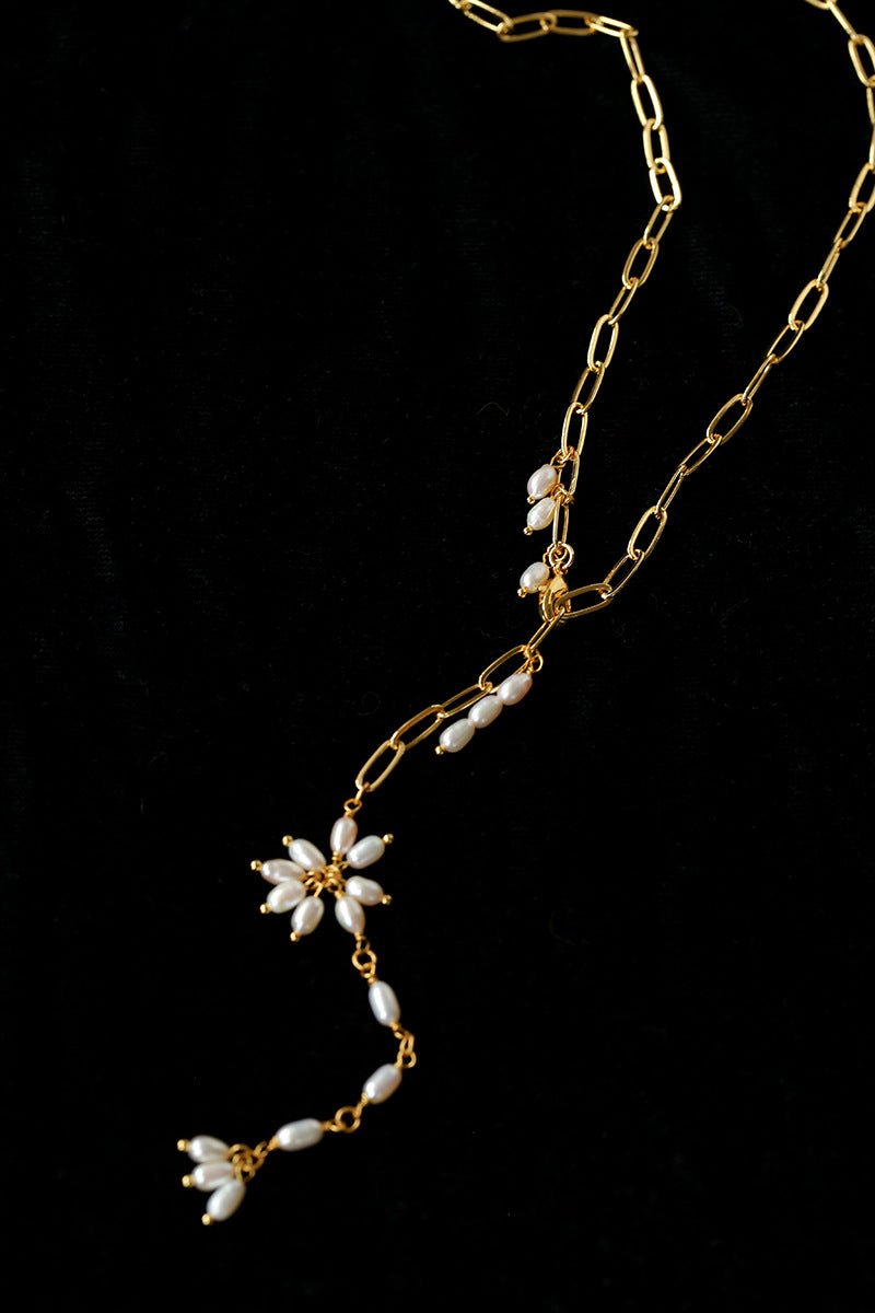 Paperclip Chain Pearl Y Necklace - floysun