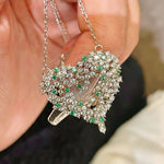 Paraiba-Colour Gradient Sparkling Heart Pendant Necklace - floysun
