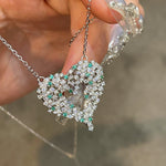 Paraiba-Colour Gradient Sparkling Heart Pendant Necklace - floysun