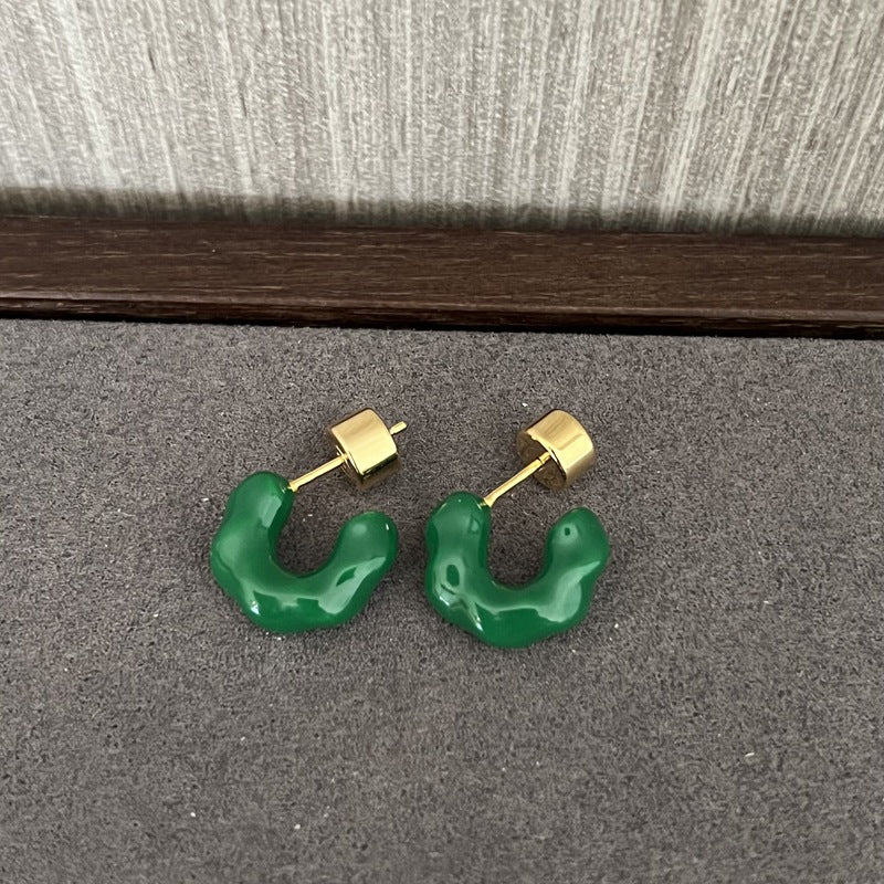 Pastel Twist C - Shaped Enamel Earrings - floysun