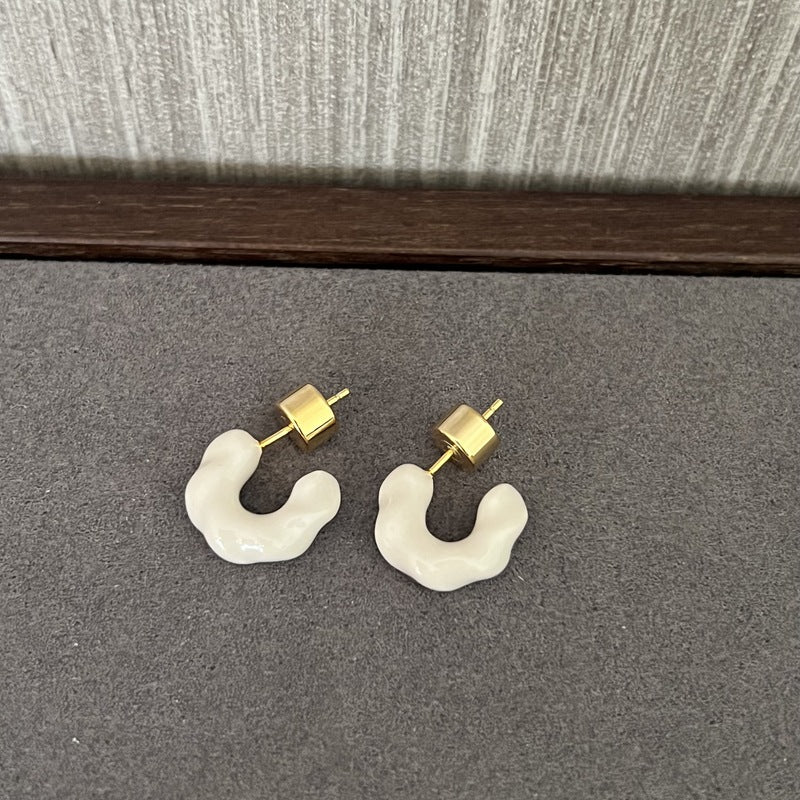 Pastel Twist C - Shaped Enamel Earrings - floysun
