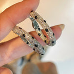 Pavé Leopard Print Hoop Earrings - floysun