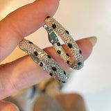 Pavé Leopard Print Hoop Earrings - floysun