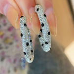 Pavé Leopard Print Hoop Earrings - floysun