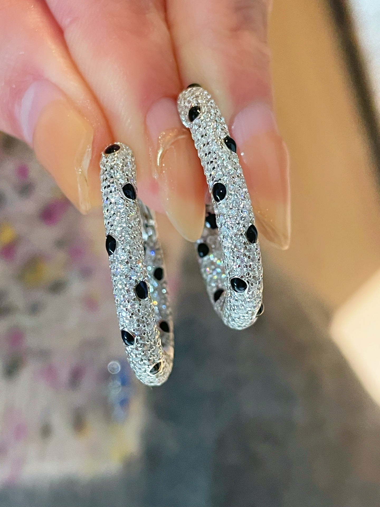 Pavé Leopard Print Hoop Earrings - floysun