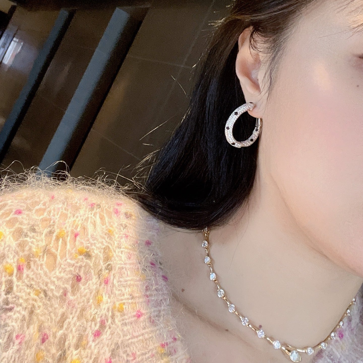 Pavé Leopard Print Hoop Earrings - floysun