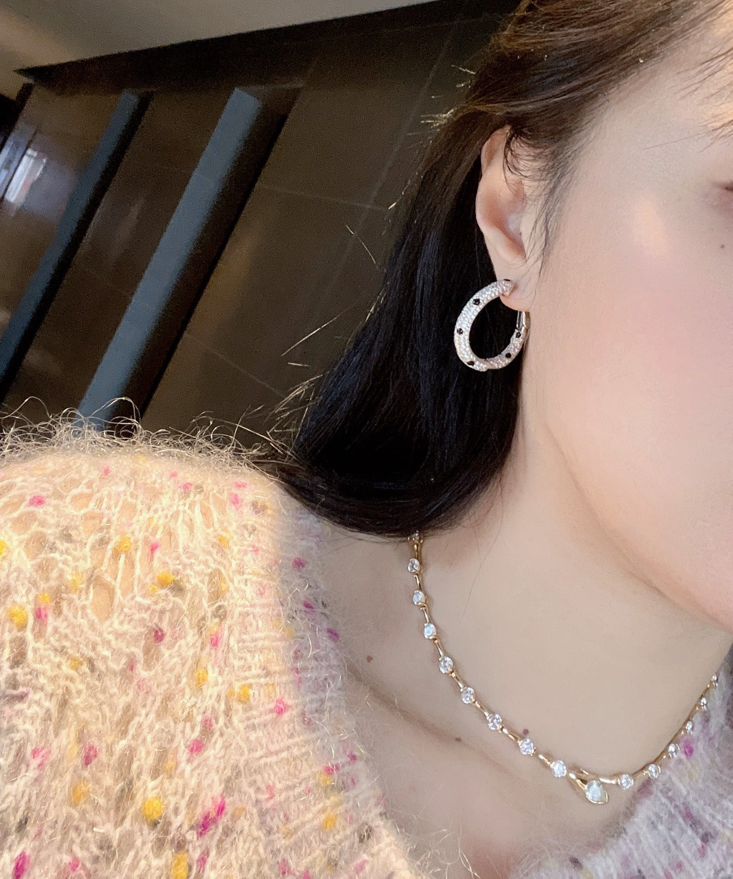 Pavé Leopard Print Hoop Earrings - floysun